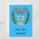 Persian Magen David Menorah Kaart<br><div class="desc">This image was adapted from an antique Persian Jewish tile and features a menorah with a Magen David (Star of David) framed by olive branch. De onvolkomenheden van het origineel,  hand-painted image have been preserved.</div>