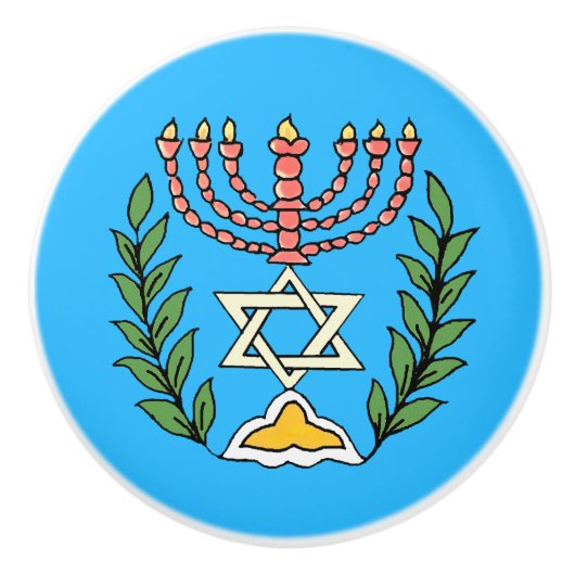 Persian Magen David Menorah Keramische Knop (Voorkant)