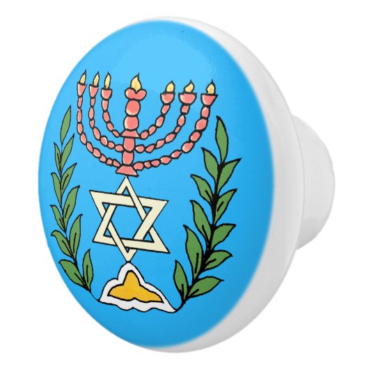 Persian Magen David Menorah Keramische Knop (Rechts)