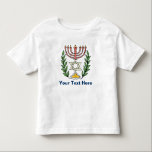 Persian Magen David Menorah Kinder Shirts<br><div class="desc">This image was adapted from an antique Persian Jewish tile and features a menorah with a Magen David (Star of David) framed by olive branch. De onvolkomenheden van het origineel,  hand-painted image have been preserved.</div>