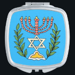 Persian Magen David Menorah Makeup Spiegels<br><div class="desc">This image was adapted from an antique Persian Jewish tile and features a menorah with a Magen David (Star of David) framed by olive branch. De onvolkomenheden van het origineel,  hand-painted image have been preserved.</div>