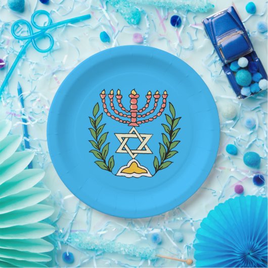 Persian Magen David Menorah Papieren Bordje (Feest)