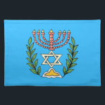 Persian Magen David Menorah Placemat<br><div class="desc">This image was adapted from an antique Persian Jewish tile and features a menorah with a Magen David (Star of David) framed by olive branch. De onvolkomenheden van het origineel,  hand-painted image have been preserved.</div>