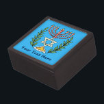 Persian Magen David Menorah Premium Cadeau Doosje<br><div class="desc">This image was adapted from an antique Persian Jewish tile and features a menorah with a Magen David (Star of David) framed by olive branch. De onvolkomenheden van het origineel,  hand-painted image have been preserved.</div>