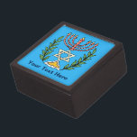 Persian Magen David Menorah Premium Cadeau Doosje<br><div class="desc">This image was adapted from an antique Persian Jewish tile and features a menorah with a Magen David (Star of David) framed by olive branch. De onvolkomenheden van het origineel,  hand-painted image have been preserved.</div>