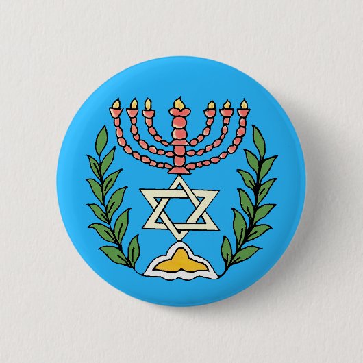 Persian Magen David Menorah Ronde Button 5,7 Cm (Voorkant)