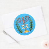 Persian Magen David Menorah Ronde Sticker (Envelop)
