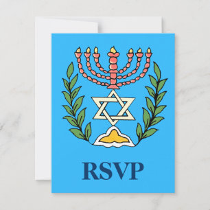 Persian Magen David Menorah RSVP Kaartje