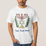 Persian Magen David Menorah T-shirt<br><div class="desc">Dit afbeelding is aangepast aan een antiek Perzische joodse tegel en bevat een menorah met een Magen David (Ster van David),  die is omgeven door olijftakken.  De onvolkomenheden van het oorspronkelijke,  met de hand geschilde afbeelding zijn bewaard.</div>