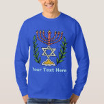 Persian Magen David Menorah T-shirt<br><div class="desc">This image was adapted from an antique Persian Jewish tile and features a menorah with a Magen David (Star of David) framed by olive branch. De onvolkomenheden van het origineel,  hand-painted image have been preserved.</div>