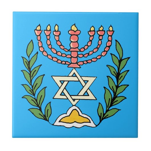 Persian Magen David Menorah Tegeltje (Voorkant)