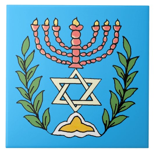 Persian Magen David Menorah Tegeltje (Voorkant)