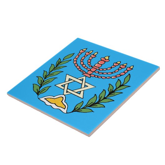 Persian Magen David Menorah Tegeltje (Zijkant)