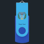 Persian Magen David Menorah USB Stick<br><div class="desc">Dit afbeelding is aangepast vanuit een antiek Perzische joodse tegel en bevat een menorah met een Magen David (Star of David),  die is opgezet door olijftakken. De onvolkomenheden van het oorspronkelijke,  met de hand geschilde afbeelding zijn bewaard. Voeg je eigen tekst toe.</div>