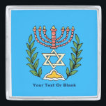 Persian Magen David Menorah Verzilverde Reverspeld<br><div class="desc">Dit afbeelding is aangepast vanuit een antiek Perzische joodse tegel en bevat een menorah met een Magen David (Star of David),  die is opgezet door olijftakken. De onvolkomenheden van het oorspronkelijke,  met de hand geschilde afbeelding zijn bewaard. Voeg je eigen tekst toe.</div>