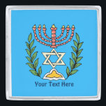 Persian Magen David Menorah Verzilverde Reverspeld<br><div class="desc">Dit afbeelding is aangepast vanuit een antiek Perzische joodse tegel en bevat een menorah met een Magen David (Star of David),  die is opgezet door olijftakken. De onvolkomenheden van het originele,  met de hand geschilderde afbeelding zijn bewaard.Voeg uw eigen tekst toe.</div>