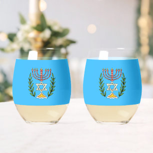 Persian Magen David Menorah Wijnglas Zonder Voet