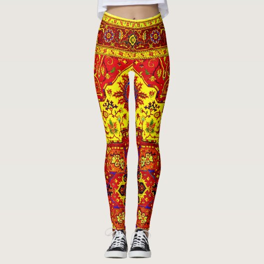 PERSIAN RUG - Rood en geel Leggings (Voorkant)