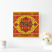 PERSIAN RUG - Rood en geel Vierkante Klok (Huis)