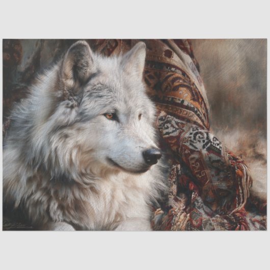 Persian Rug White Wolf Portrait Tissuepapier (Voorkant)