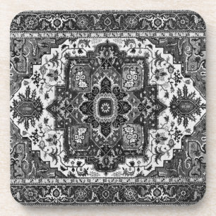 PERSIAN RUG - zwart-wit Bier Onderzetter