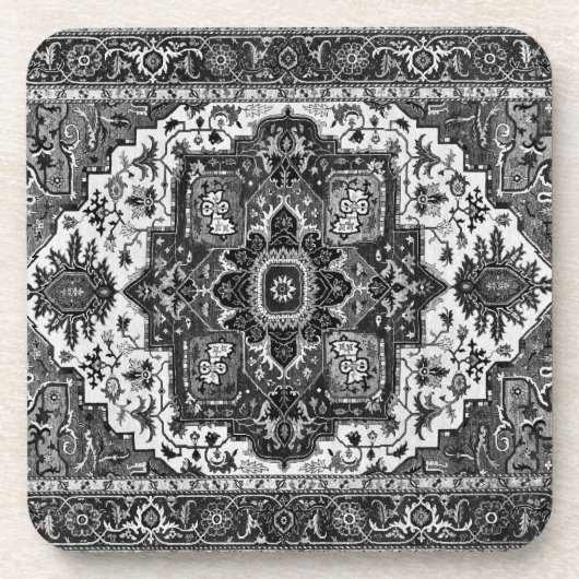 PERSIAN RUG - zwart-wit Bier Onderzetter (Voorkant)