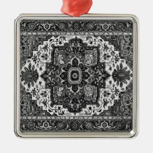 PERSIAN RUG - zwart-wit Metalen Ornament