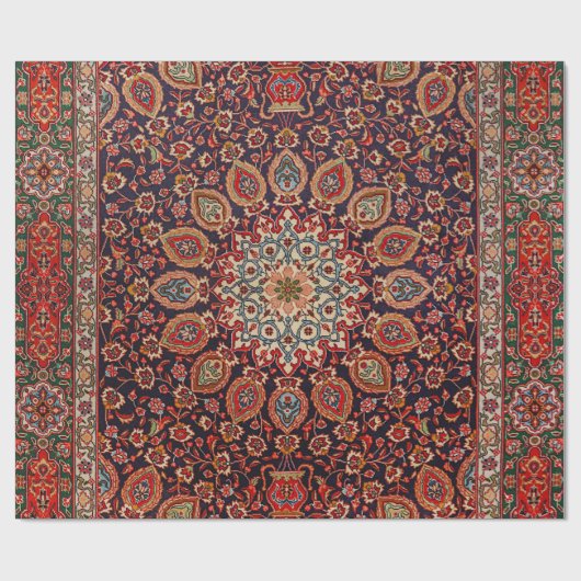 Persian Tabriz Black Radial Geometric  Cadeaupapier (Vlak)