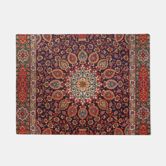 Persian Tabriz Black Radial Geometric Deurmat (Voorkant)