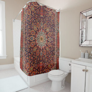 Persian Tabriz Black Radial Geometric Douchegordijn