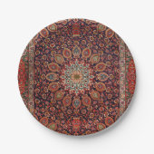 Persian Tabriz Black Radial Geometric  Papieren Bordje (Voorkant)