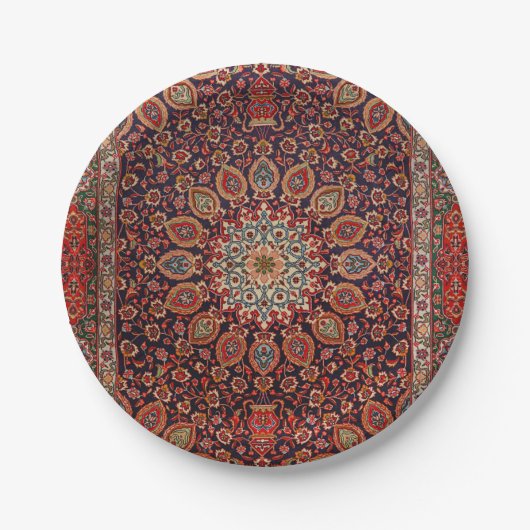 Persian Tabriz Black Radial Geometric  Papieren Bordje (Voorkant)