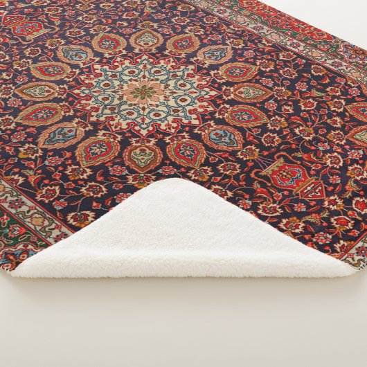 Persian Tabriz Black Radial Geometric  Sherpa Deken (3/4)