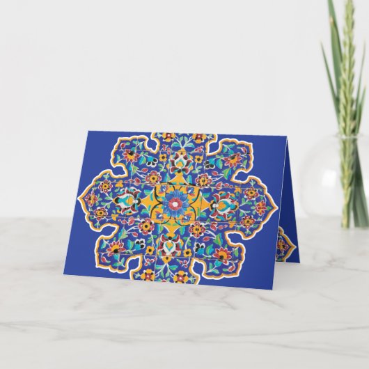 Persian Turquoise Feestdagen Kaart (Voorkant)