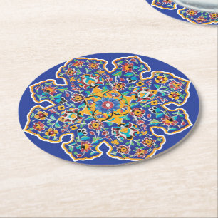Persian Turquoise Ronde Kartonnen Onderzetter