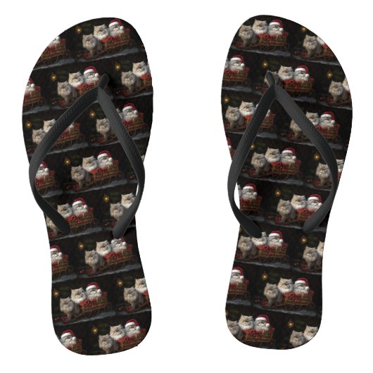 Persiase Kat Sneeuw Slede Kerst Decoratie Teenslippers (Voetbed)