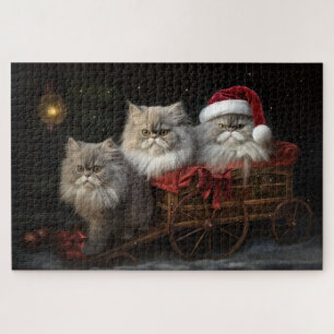 Persiër Kat Sneeuw Slede Kerst Decoratie Legpuzzel
