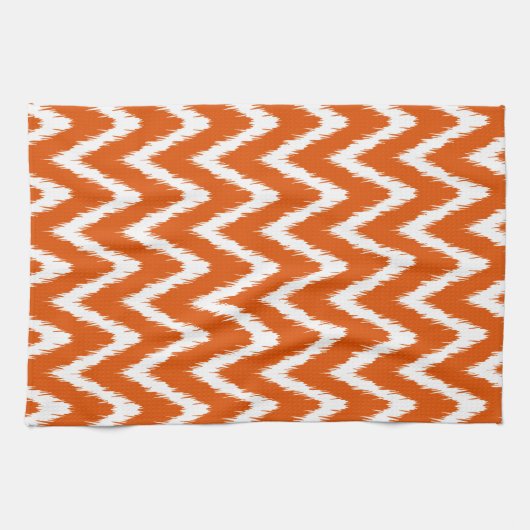 Persimmon Asian Moods Ikat Chevrons Theedoek (Horizontaal)