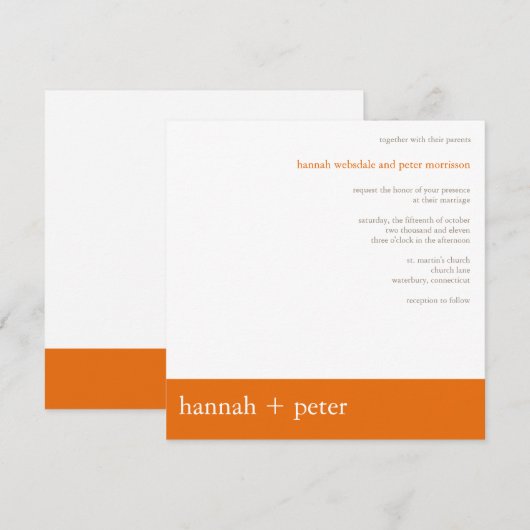 Persimmon Banner : Weddensuitnodiging Kaart (Voorkant / Achterkant)