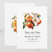 Persimmon bloemenbruiloft save the date (Voorkant / Achterkant)