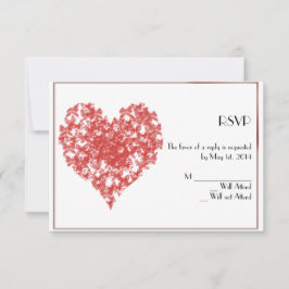 Persimmon Butterfly Heart-kaart RSVP Kaartje