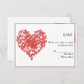 Persimmon Butterfly Heart-kaart RSVP Kaartje (Voorkant / Achterkant)