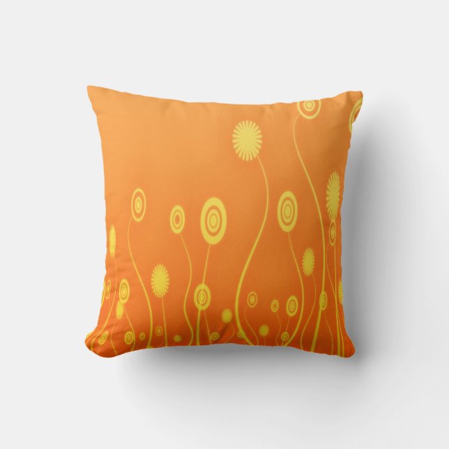 Persimmon Color Swirly Flowers Pattern Kussen (Voorkant)