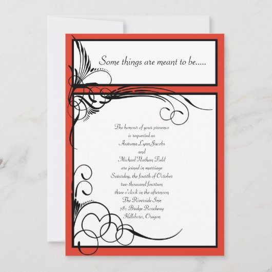 Persimmon Floral Wedding Invitations Kaart (Voorkant)