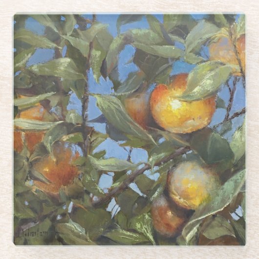 Persimmon Fruit Beauful Original Artwork Glazen Onderzetter (Voorkant)