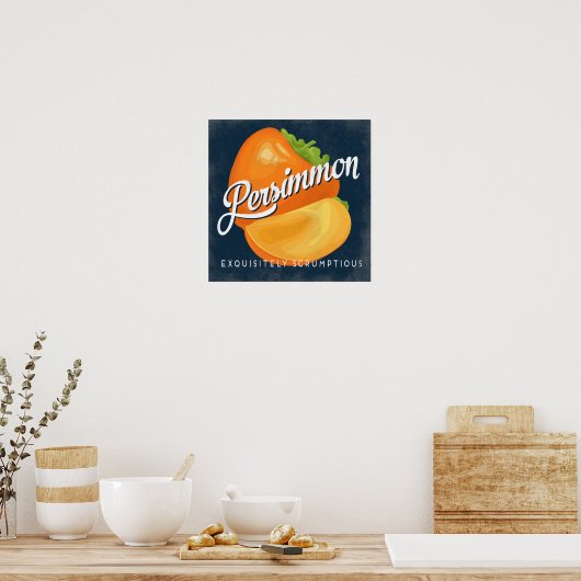 Persimmon  Fruit Label Poster (Keuken)