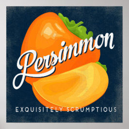 Persimmon  Fruit Label Poster