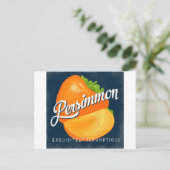 Persimmon  Fruit Label Retro Briefkaart (Staand voorkant)