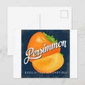 Persimmon  Fruit Label Retro Briefkaart (Voorkant / Achterkant)