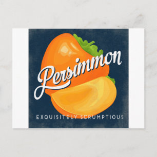 Persimmon Fruit Label Retro Briefkaart
